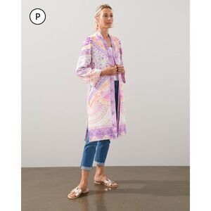 Chicos Coastal Duster Kimono Women Plus Size 3 16-18 Purple